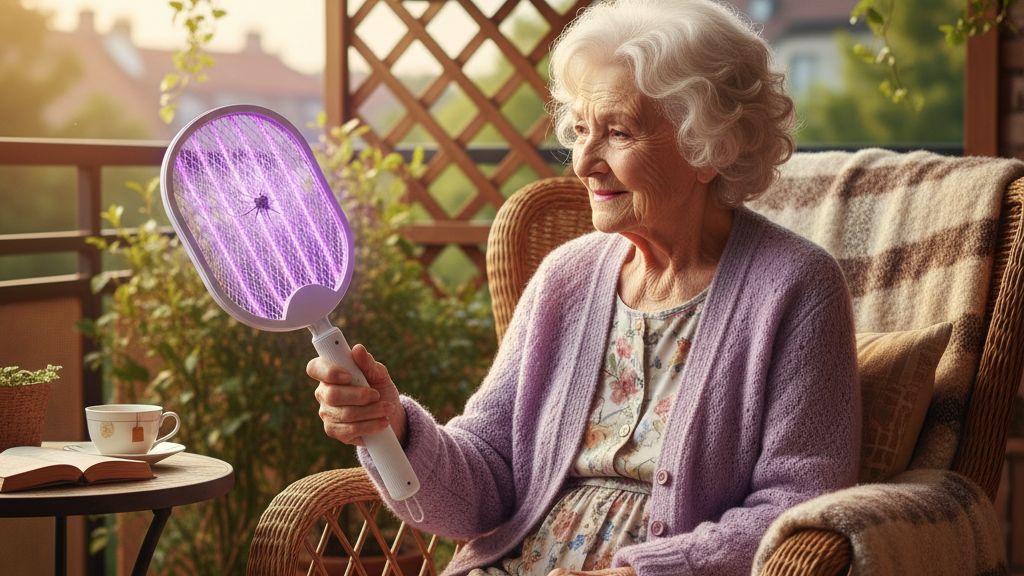 Excalibuzz 3000™: The Ultimate Foldable Electric Mosquito Swatter with UV Light for Instant Bug Zapping!