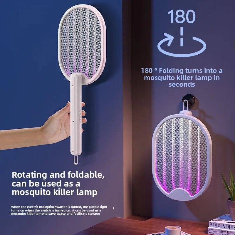 Revolutionary Foldable Electric Mosquito Swatter with UV Light - USB Rechargeable Bug Zapper for Ultimate Insect Control